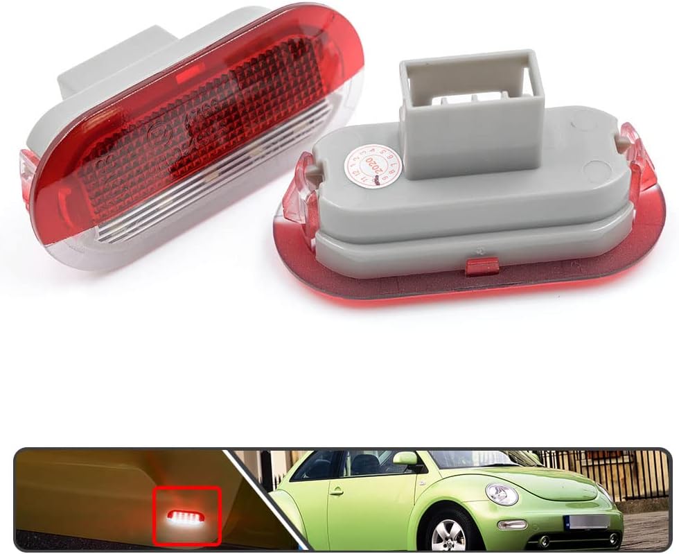 2Pcs LED Courtesy Door Light for Volkswagen Beetle Golf MK3 MK4 Jetta MK3 MK4 White LED Courtesy Projector Under Door Warming Lamps