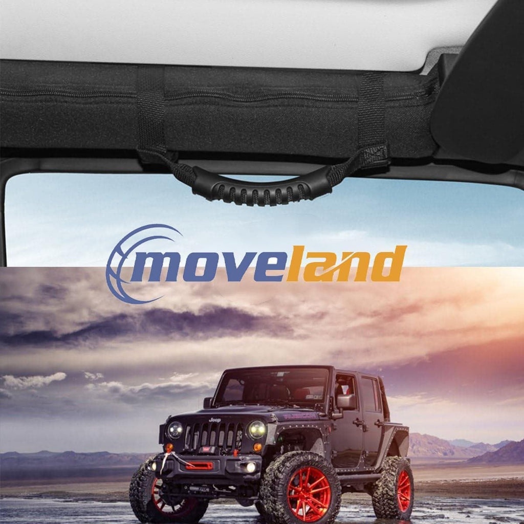 moveland 4 x Grab Handle Compatible with Roll Bar Grab Handles Jeep Wrangler YJ TJ JK JL Sports Sahara Freedom Rubicon X & Unlimited 1955-2023 (Black)