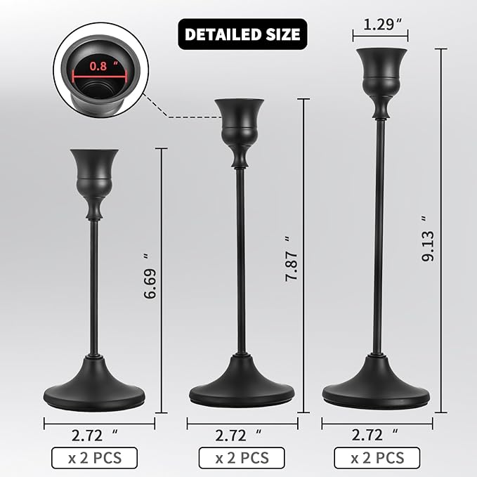 CHILL RECIPE Black Candlestick Holder Tall Taper Candle Holder for Home Decor...