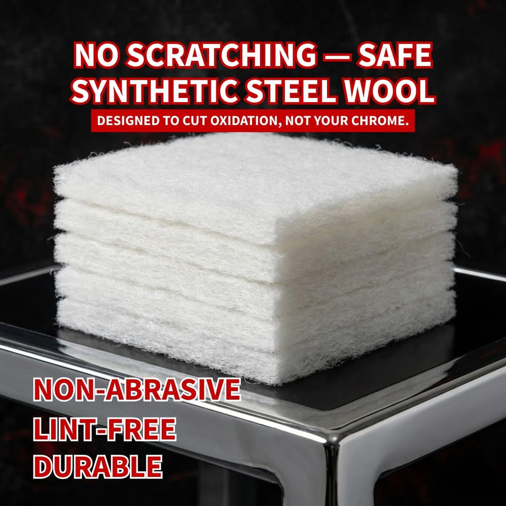 Renegade Products Chrome Maintenece Bundle – Includes Glass Cleaner, Chrome Conditioner, Synthetic Steel Wool & Microfiber Towels – No Machine Needed - for Trucks, Wheels, Metal, Aluminum