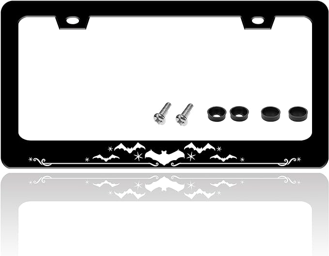 Bat License Plate Frame Funny Gothic Style License Plate Holder Animal by TINALUIN