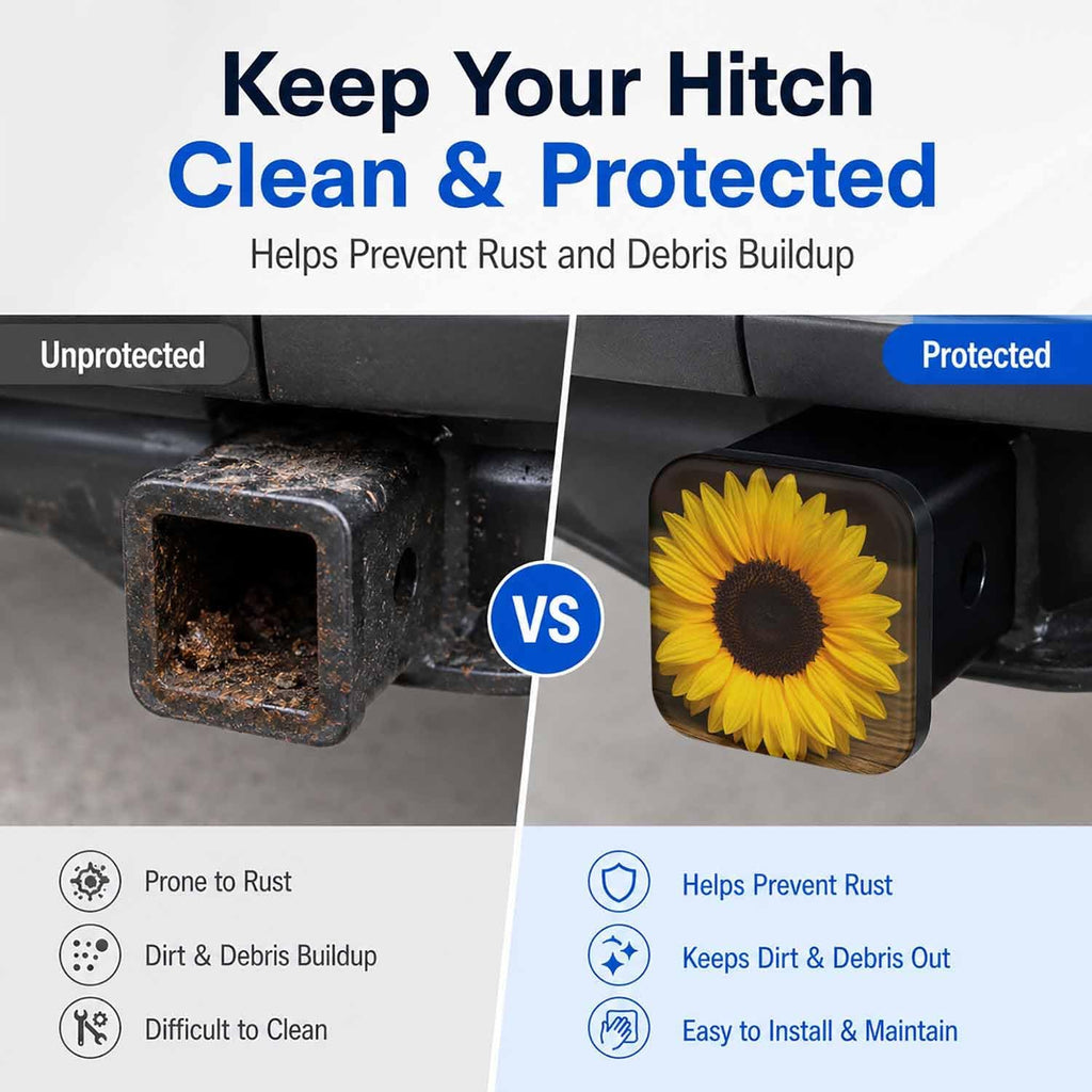 Trailer Hitch Covers Yellow Sunflower Heavy Duty 2 Inch Hitch Cover for Weather Protection, Rubber Hitch Receiver Cover Plug Cap for Trucks SUVs and Off-Road Vehicles