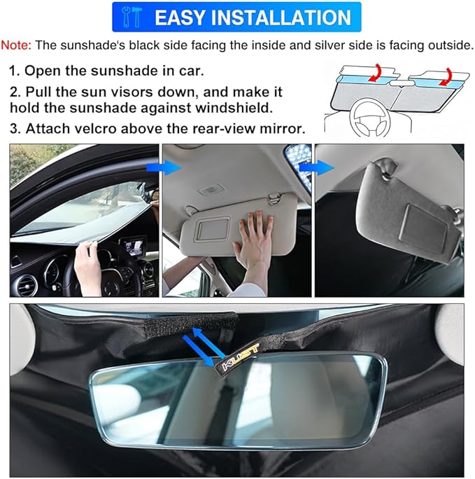 KUST Windshield Sun Shade for Dodge Caravan Mini Van 2008-2020 Window Sunshade - Image 6