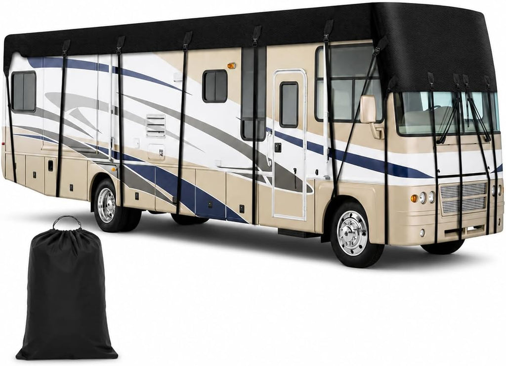 Camper Roof Cover for Fleetwood Bounder 33D 2013-2015, Class A Motorhome RV Roof Cover with Straps All-Season Water-Resistant Oxford Fabric Roof Protector