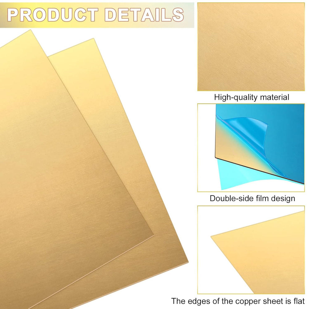 Nuogo 6 Pcs Brass Sheet 6 x 6 Inch 20 Gauge Thickness, 0.8mm