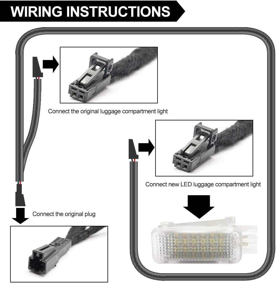 1/PCS Led Trunk Luggage Compartment Light for 2016-2024 Au-di A4 S4 B9 Sedan Backup Boot Interior Compartment Lamps Glove Box Lights Replace OEM 8J0947409 8W0971832 8W0972575