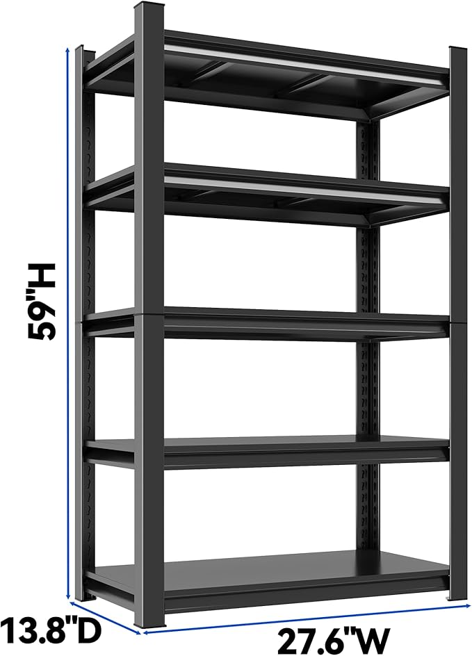 59"H Garage Shelving Heavy Duty Rack, 3000 LBS Extra Large Capacity 5 Tier - Image 2