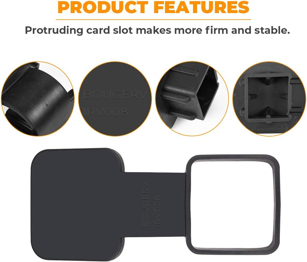 BougeRV 1 1/4 Inch (1.25 Inch) Trailer Hitch Cover Plug Insert Rubber Hitch Plug Fits 1.25 Inch Receivers