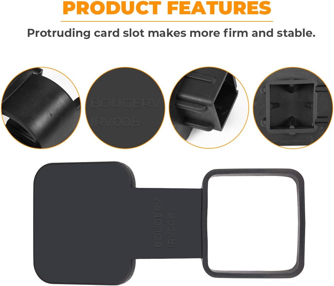 BougeRV 1 1/4 Inch (1.25 Inch) Trailer Hitch Cover Plug Insert Rubber Hitch Plug Fits 1.25 Inch Receivers