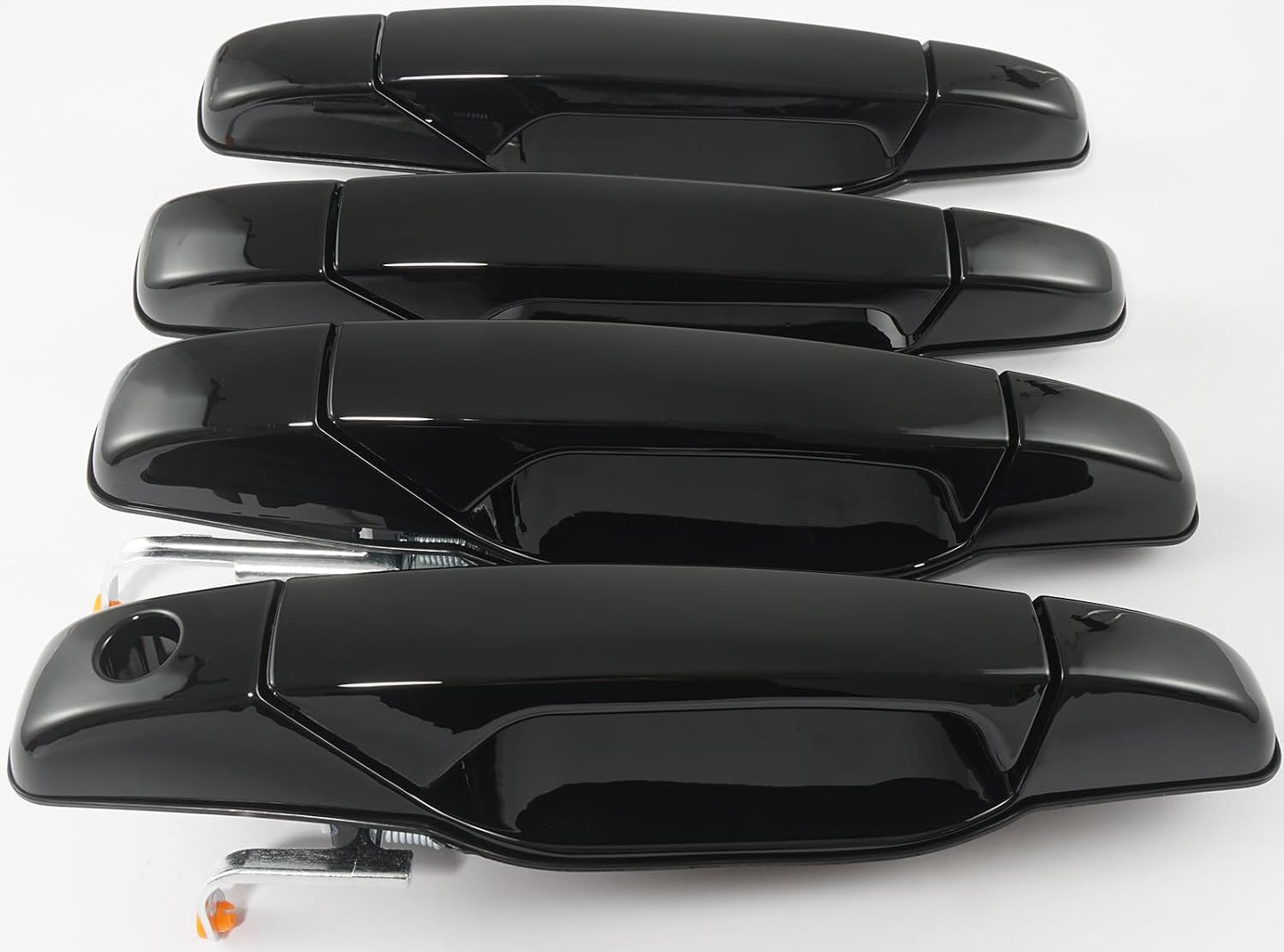 Exterior Door Handle, 4PCS Black Front Rear Driver Passenger Compatible with 2007-2014 Chevy Silverado Suburban Avalanche Tahoe, GMC Sierra Yukon Cadillac Escalade Replace 20828258 22738721