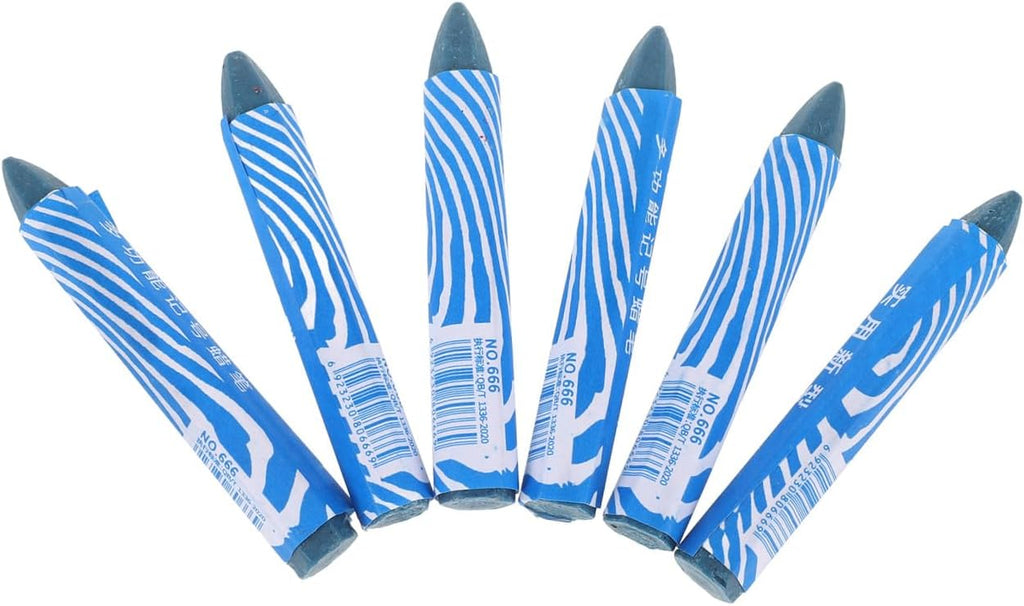 Luxshiny 6-pack Wax Marker Pens for Car Tires, Waterproof Tire Marking Pens for Repairs, Blue, Automotive Use