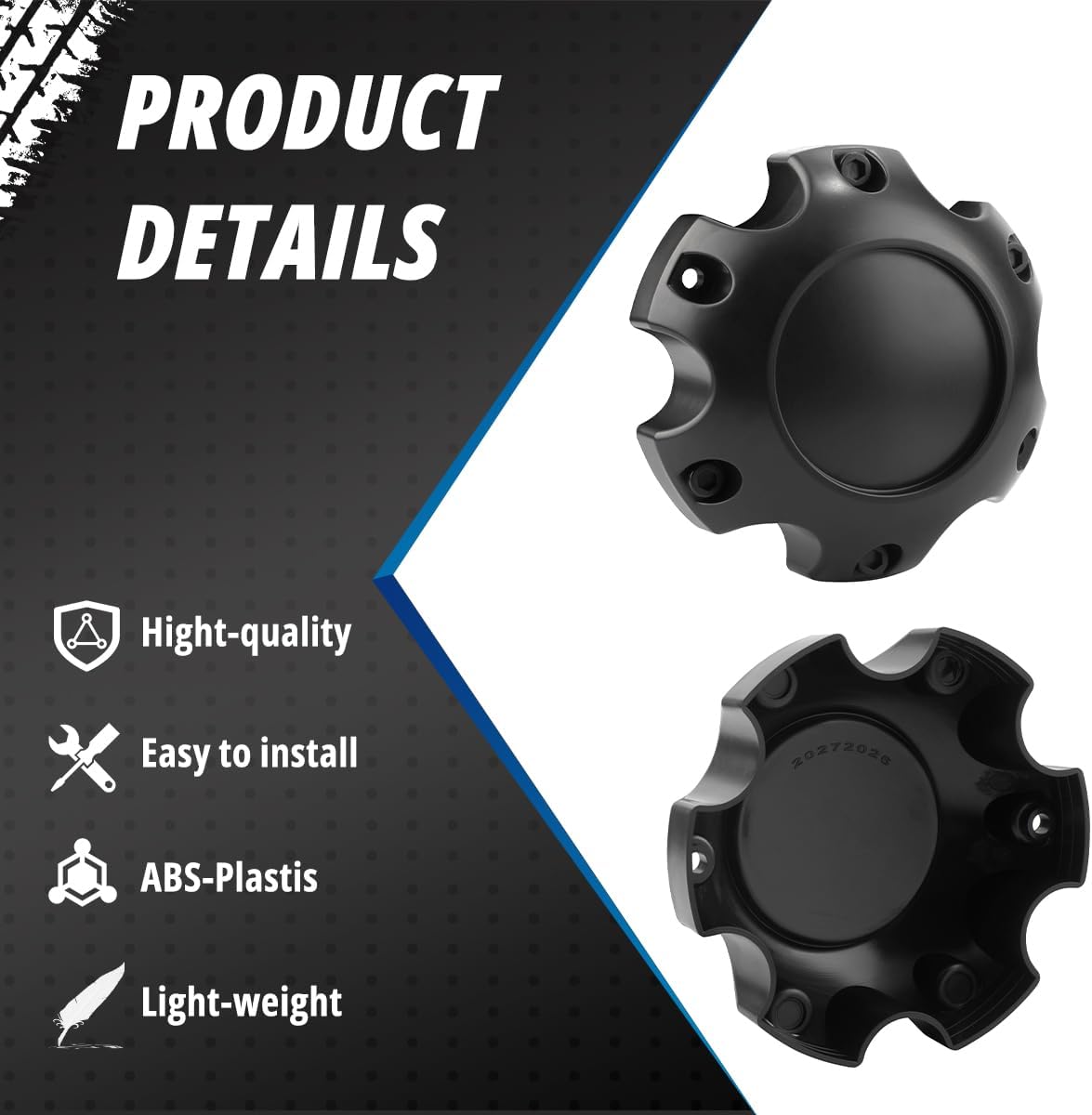 4 Pack 134 mm / 5.28 in Black Wheel Center Caps 6 Lug Kit for Ultra Motorsports, 48 mm / 1.89 in Height Hub Caps, Snap-in Replaces 89-9765 ABS-Plastic Rim Covers