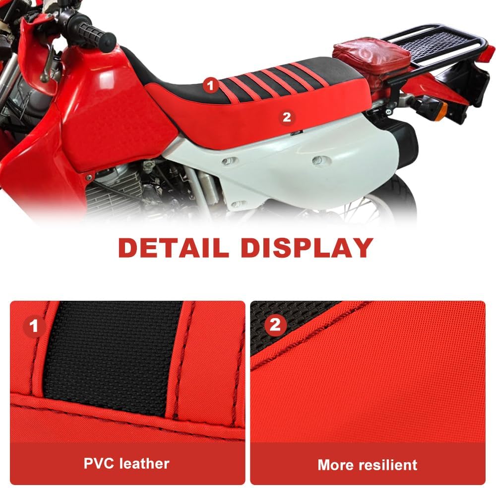 xitomer for XR650L Striped Grip Gripper Seat Cover Compatible with XR650L 1993-2024 Anti-Slip Motorcycle Dirt Bike Seat Cover Gripper Soft Stripe Seat Protection (Red)