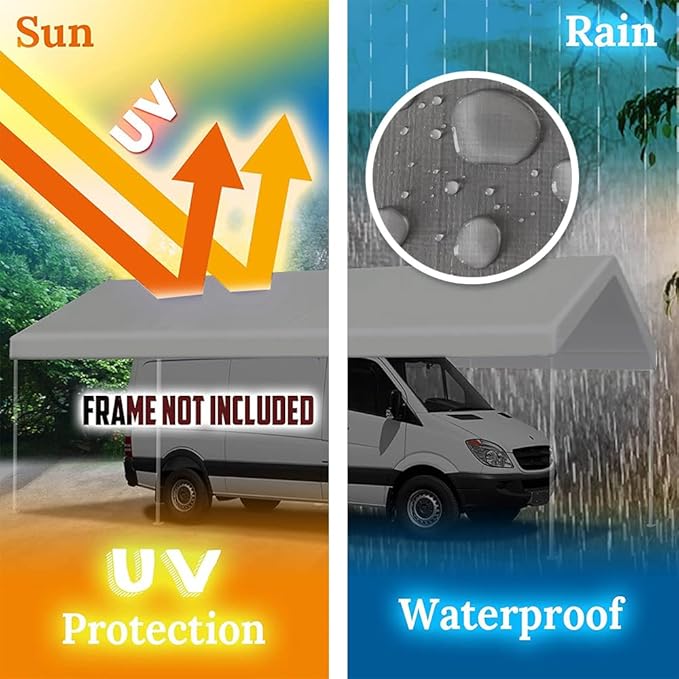 12'x20' Upgraded Carport Replacement Top Canopy Cover - Image 4
