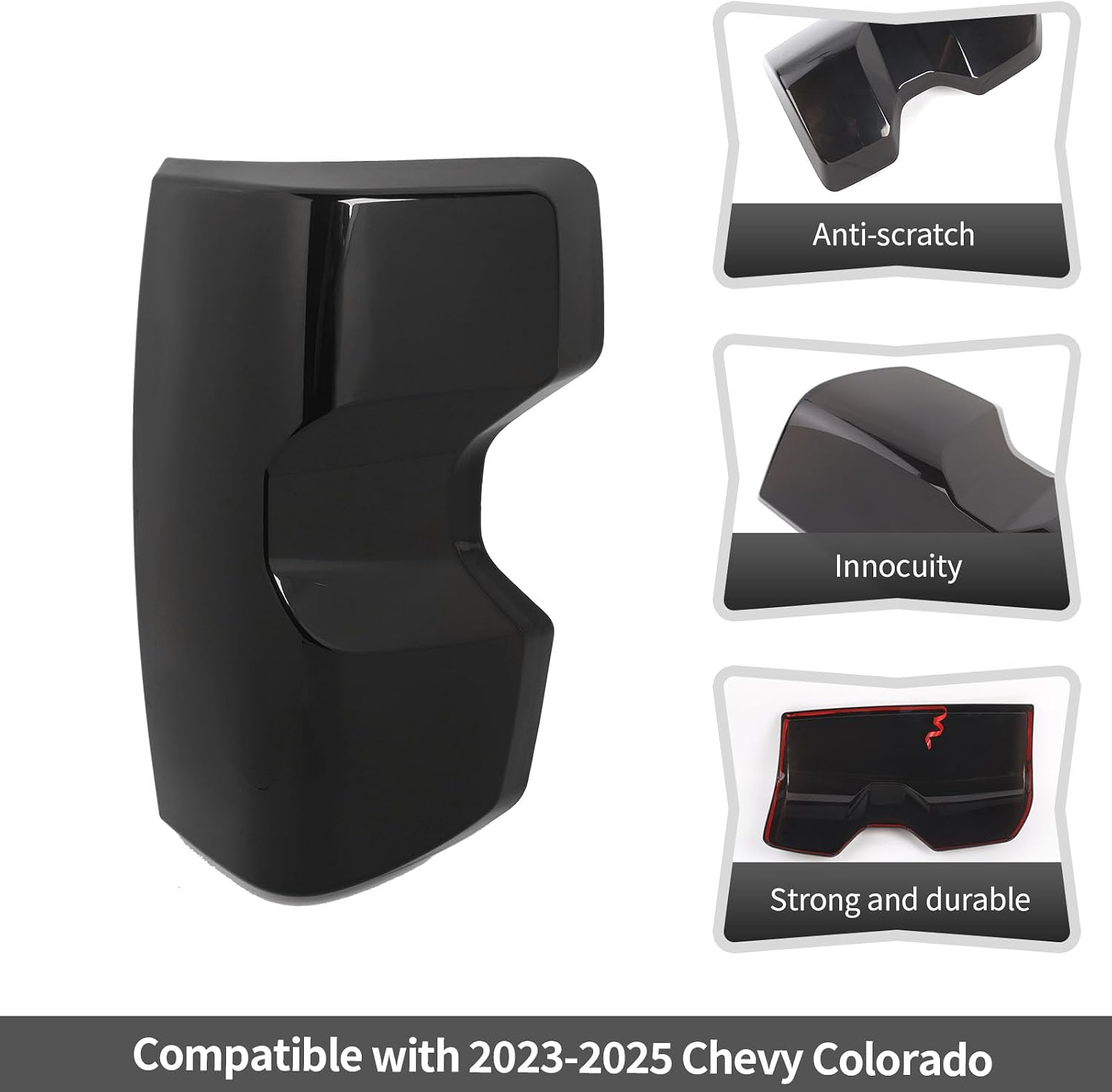 CheroCar Smoke Black Tail Light Lamp Cover Taillight Guard Trim Bezel for 2023-2026 Chevrolet Colorado Pickup Truck Exterior Decoration Accessories