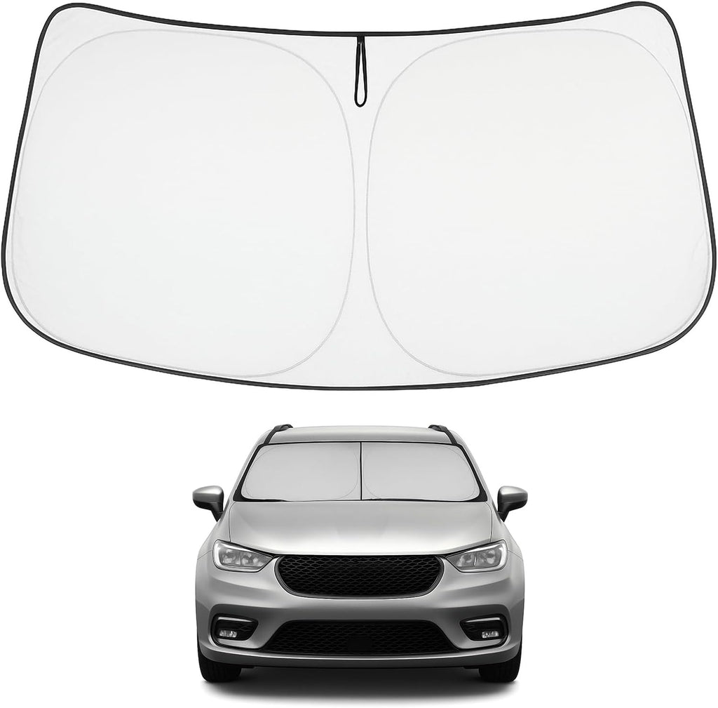 Proadsy 2026 Upgrade Windshield Sun Shade Custom Fit Chrysler Pacifica 2017-2025 2026 4-Layer Foldable Front Sunshade Protector Sun Visor Blocks UV Rays Keep Car Cooler Accessories