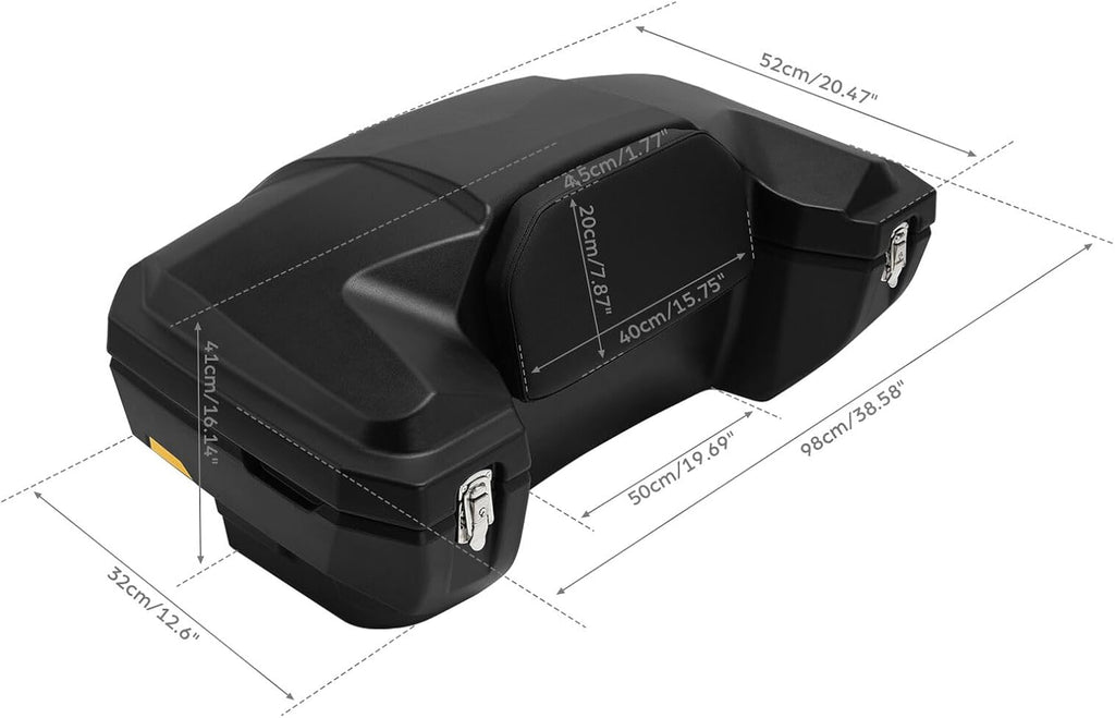 TCMT 96L ATV Storage Box Rack Basket Rear Cargo Trunk Luggage Tail Box with Backrest Universal