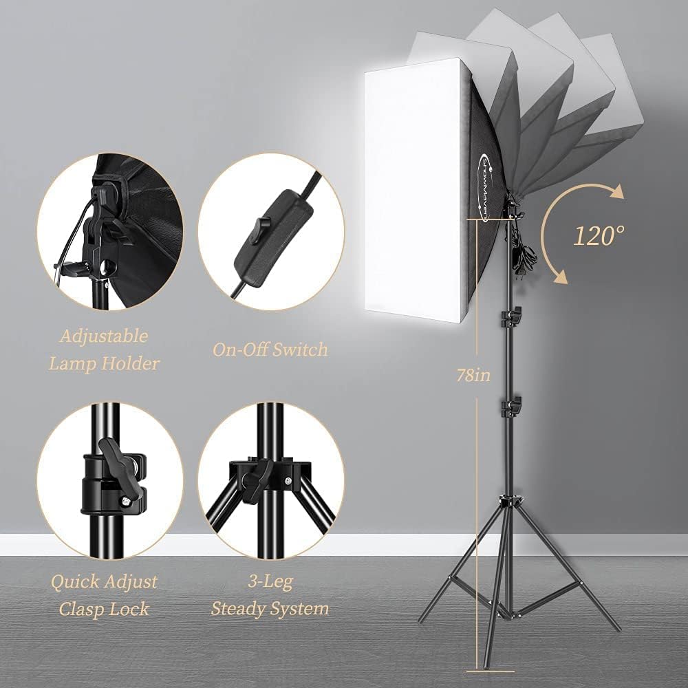 showmaven photography lighting kit, softbox lighting kit with shown in use