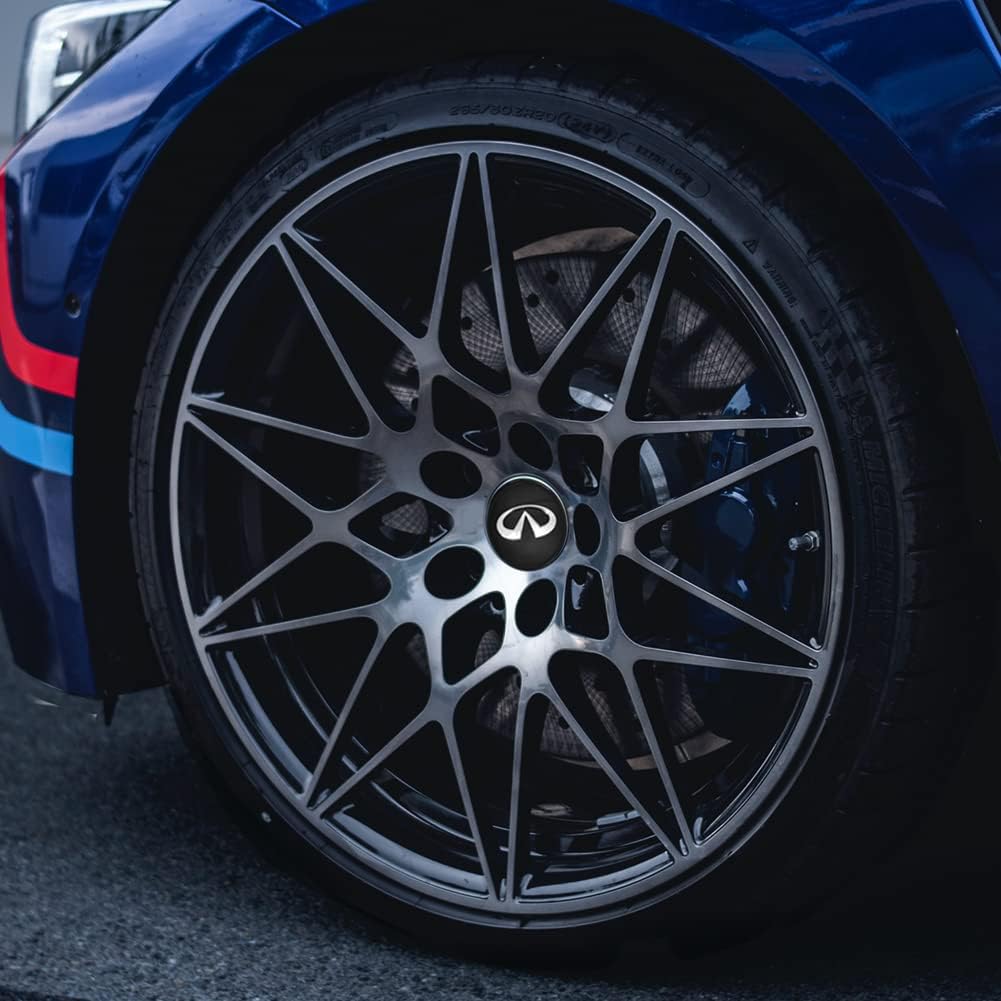 4pcs Wheel Center Caps Sticker for Infiniti QX50 Q50 Q70 Q70L Q60 QX60 QX80 EX25 EX35, Black Wheel Center Hub Covers Sticker, 65mm/2.56''