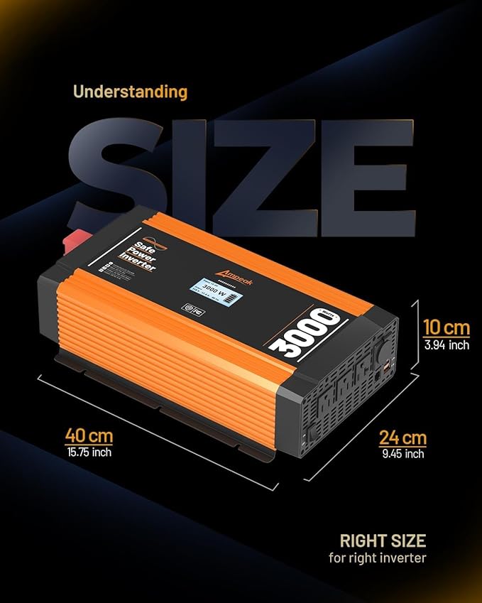 Ampeak 3000W Pure Sine Wave Inverter 12V DC to 120V AC - Image 6