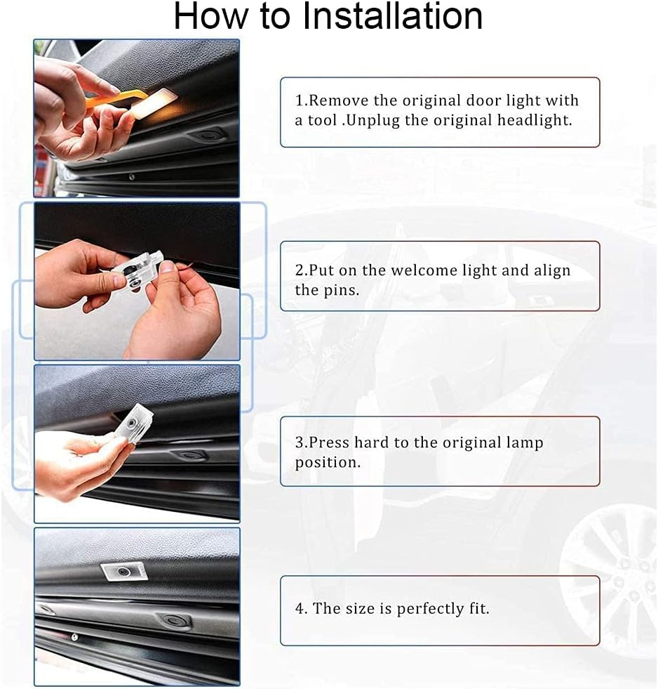 Car Door Courtesy Projector Puddle Logo Lights Replacement for Charger 2006-2022 with White Daytona Emblem,No Fading Color Logo