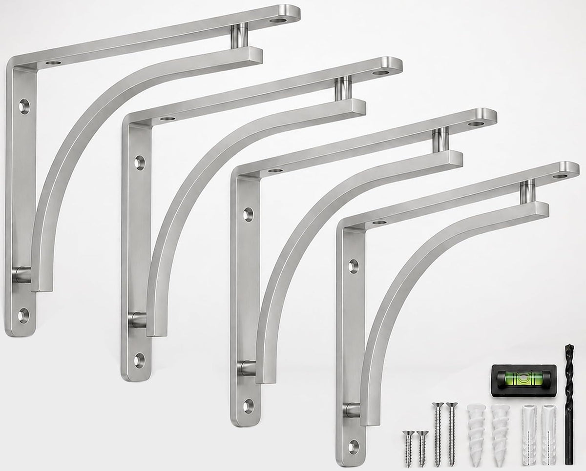 classic silver heavy duty shelf brackets 8 inch, main product view