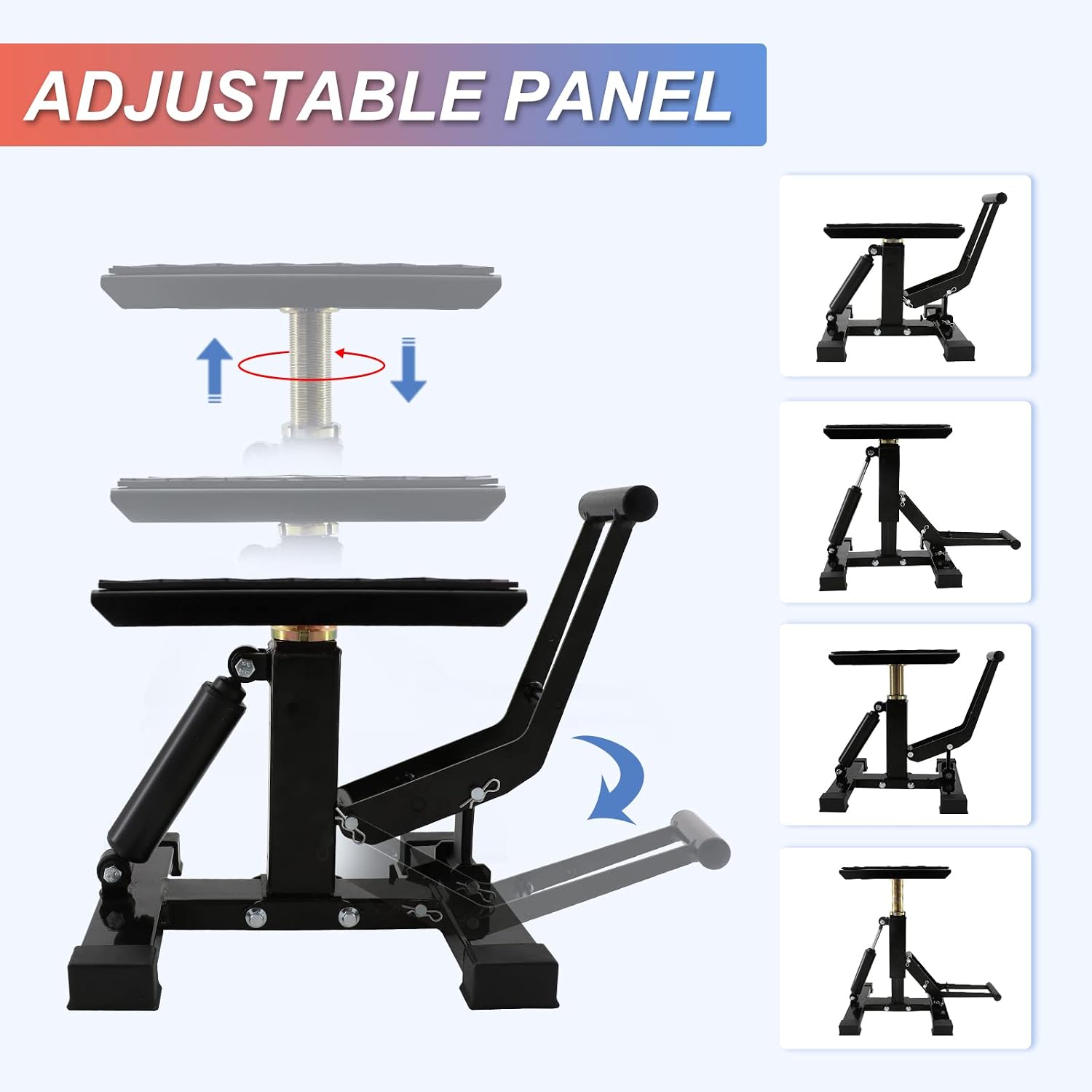 POLARBEAR Dirt Bike Stand Adjustable Jack Stand 1200Lbs Capacity Engine Stand Vertical Rise Easy Operated for ATV Dirt Bike Maintenance Lightweight(Black)