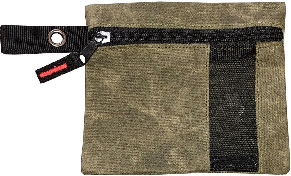 Overland Vehicle Systems Small Size 3-Bag Set of Storage Bags with Mesh Windows- #12 Waxed Canvas - Infused with Paraffin Wax Waterproofing - Universal For, Tools, Automotive, and more!