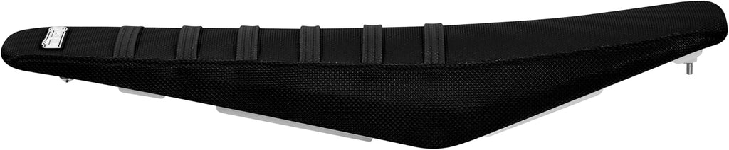 Enjoy Mfg USA-Made Gripper Seat Cover - Compatible with Yozma IN10 Off-Road Electric Mini Dirt Bike_Staple-Down Waterproof PVC top_#642 (All Black with Black Ribs)
