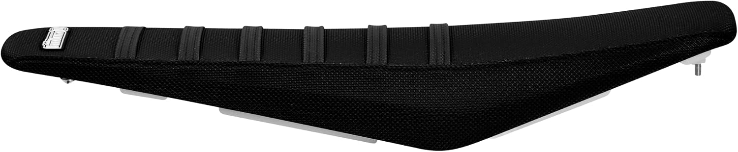 Enjoy Mfg USA-Made Gripper Seat Cover - Compatible with Yozma IN10 Off-Road Electric Mini Dirt Bike_Staple-Down Waterproof PVC top_#642 (All Black with Black Ribs)