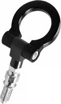 Car Front Bumper Tow Hook, Heavy Duty European Thread Screw-on Metal Trailer Pull Ring, Racing Style Forged Auto Trailer Ring Eye Tow Hook for Most Cars and Trucks (Black)