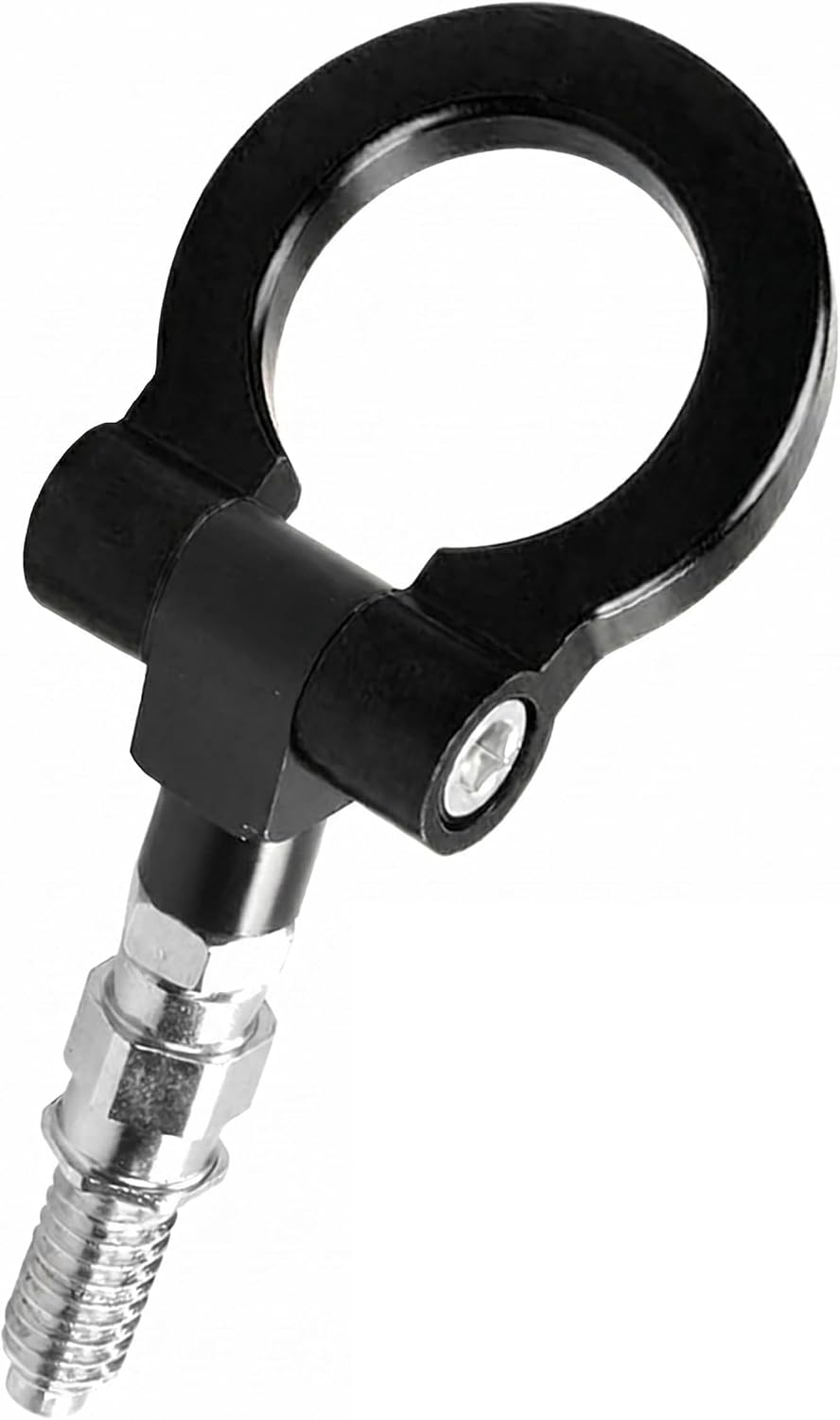 Car Front Bumper Tow Hook, Heavy Duty European Thread Screw-on Metal Trailer Pull Ring, Racing Style Forged Auto Trailer Ring Eye Tow Hook for Most Cars and Trucks (Black)