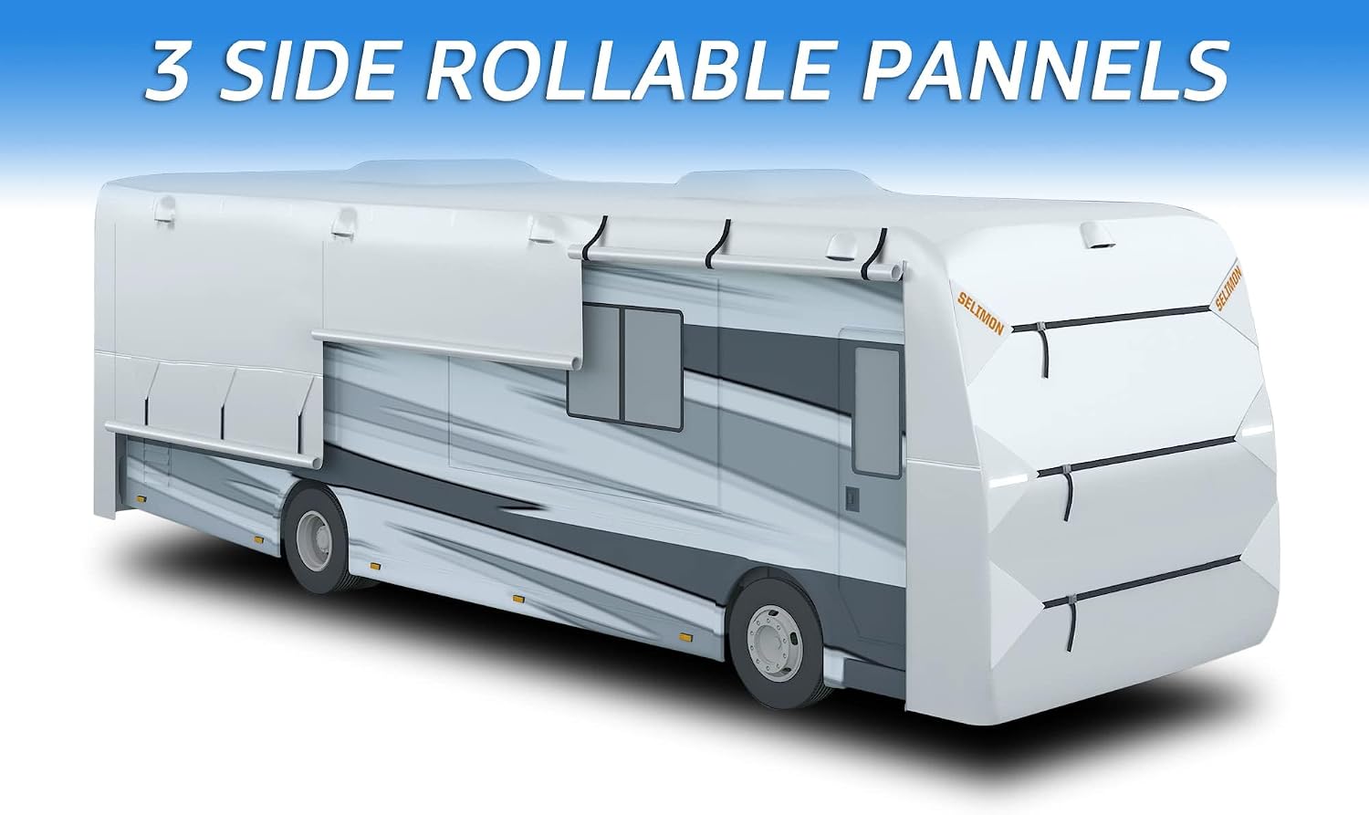 300D Top Class A RV Cover with Waterproof PU Coating Rip-Resistent & Anti-UV Winter Camper Cover Fits 33' to 37' Motorhome