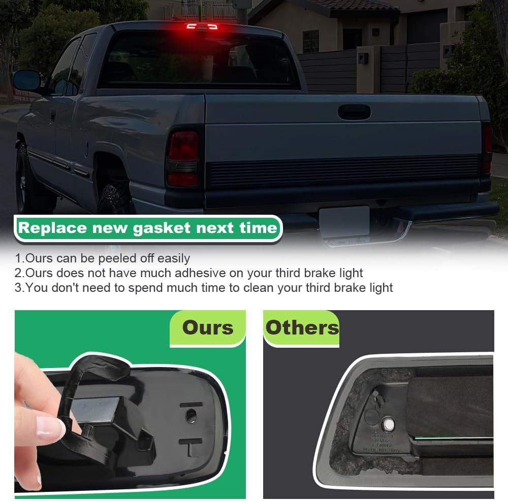 3rd Third Brake Light Seal Gasket Compatible with Dodge Ram 1500 1994 to 2001,Ram 2500 3500 1994 to 2002 Waterproof High Mount Stop Lamp Assembly, Single-sided adhesive Gasket