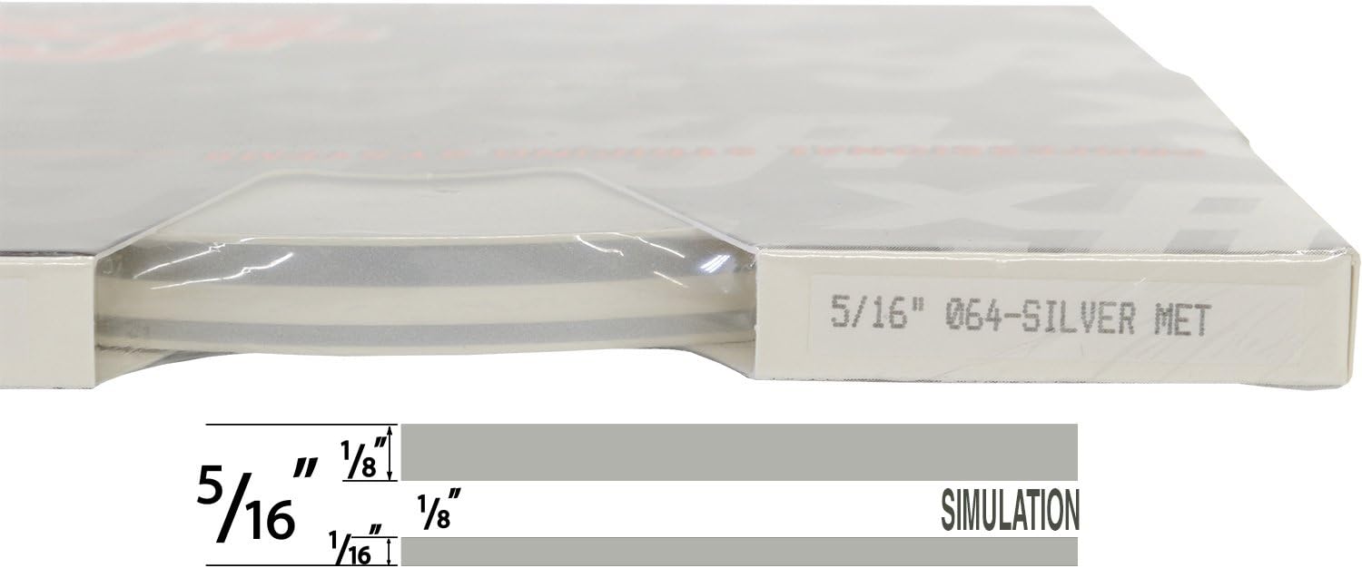 Universal TFX 0005064 - Auto Customizing Dual Pinstripe - 5/16" x 150' (1/8” Stripe, 1/8" Gap, Then 1/16” Stripe) - 064-Silver Metallic
