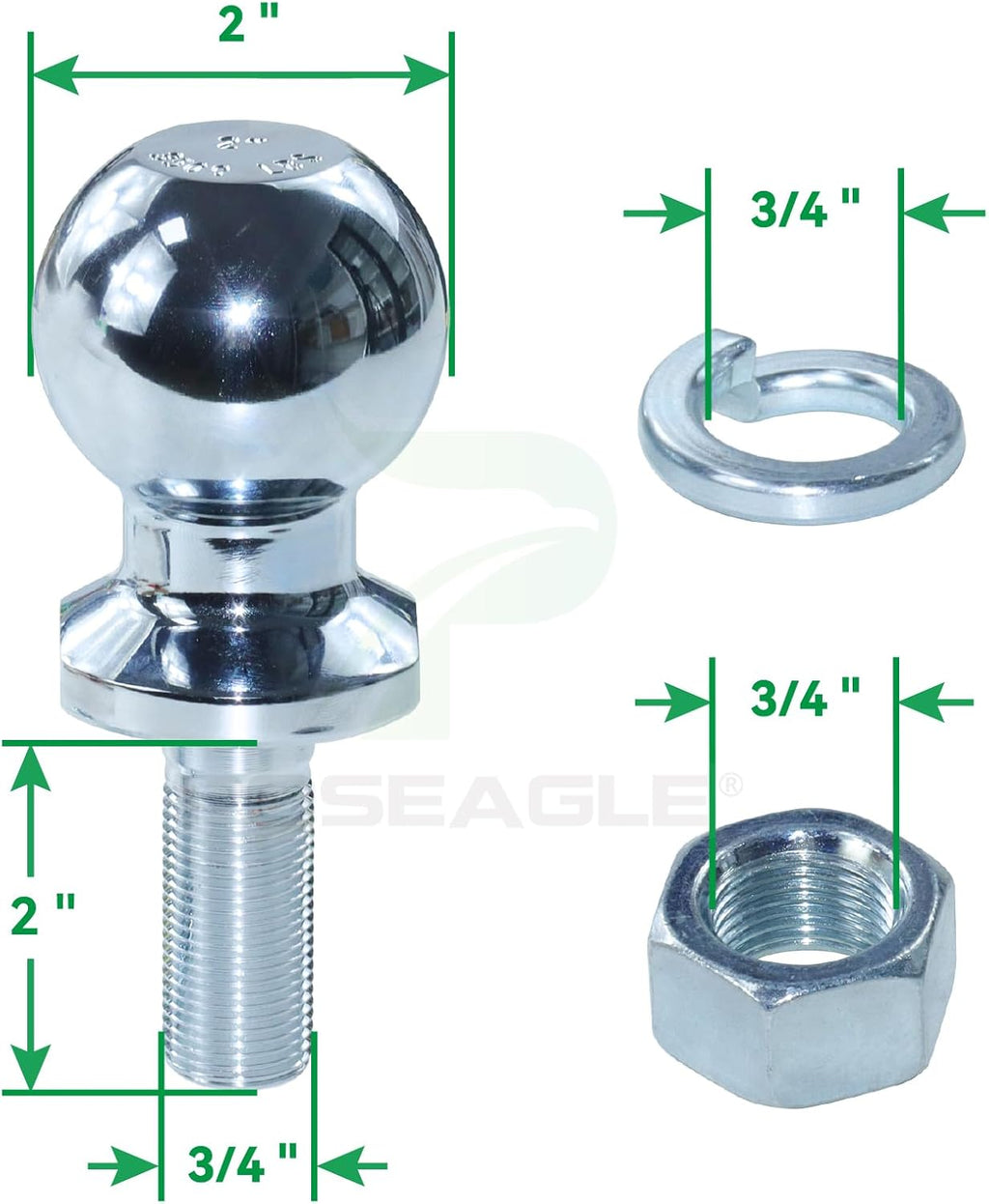 [Upgraded] Lawn Mower Trailer Towing Hitch, 2 Inch Diameter | Include Chrome Trailer Hitch Ball, 3,500 lbs, 3/4 x 2-Inch Shank for John Deere Cub Cadet Husqvarna Mowers