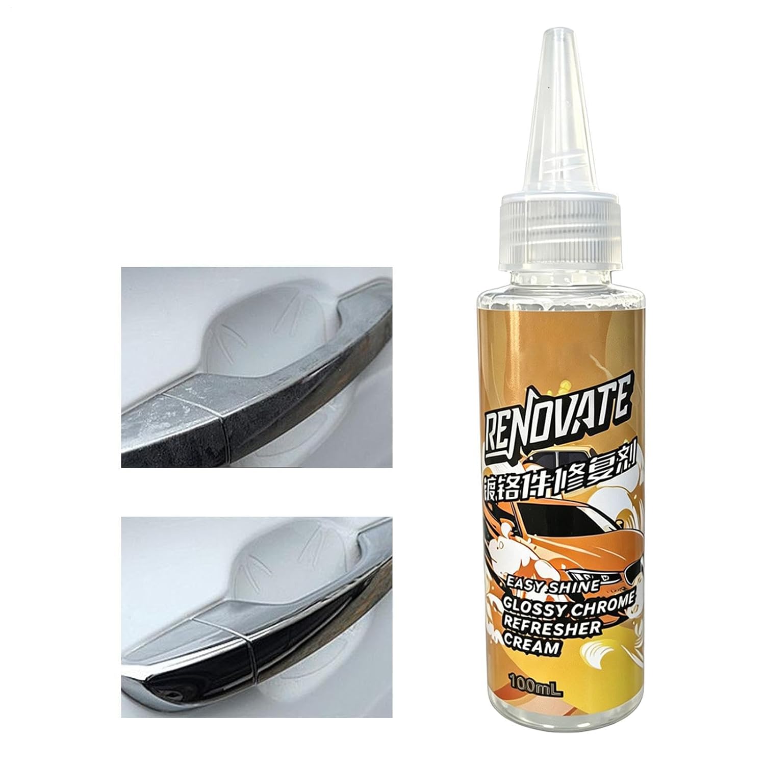 Deep Shine Chrome Cleaner, Automotive Polishing Cream, Metal Repair Compound, High Gloss Plating Restorer, Professional Chrome Care Paste, Vehicle Detailing for Wheels