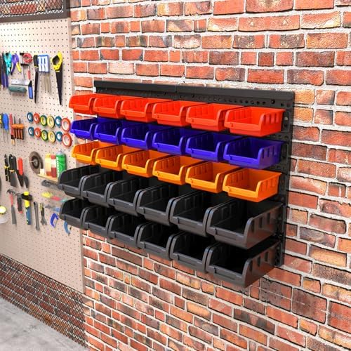 mulsame wall mounted storage bins parts rack 4, package contents