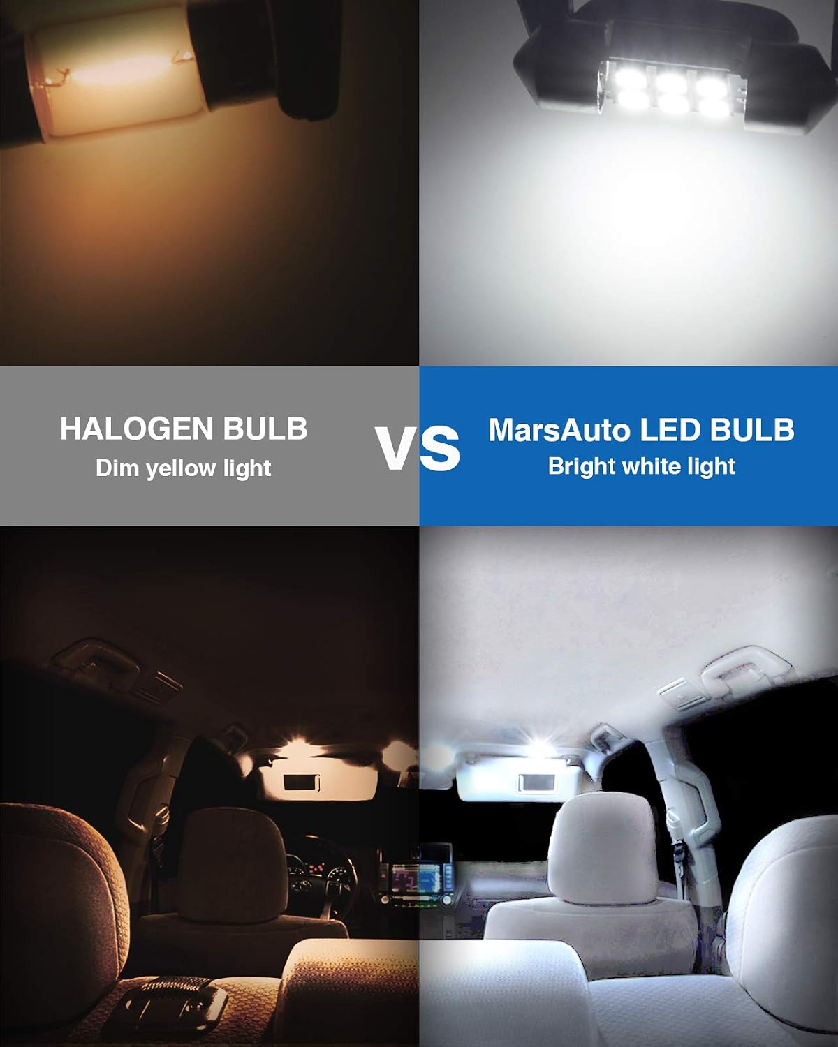 Marsauto 578 LED Bulbs Extremely Bright 400LM 2835 Chipsets for LED Interior Dome Map Door Lights Bulbs 211-2 212-2 569 6411 6451 41mm 42mm 1.65inch 6500K White RV Exterior Lighting (Pack of 4)