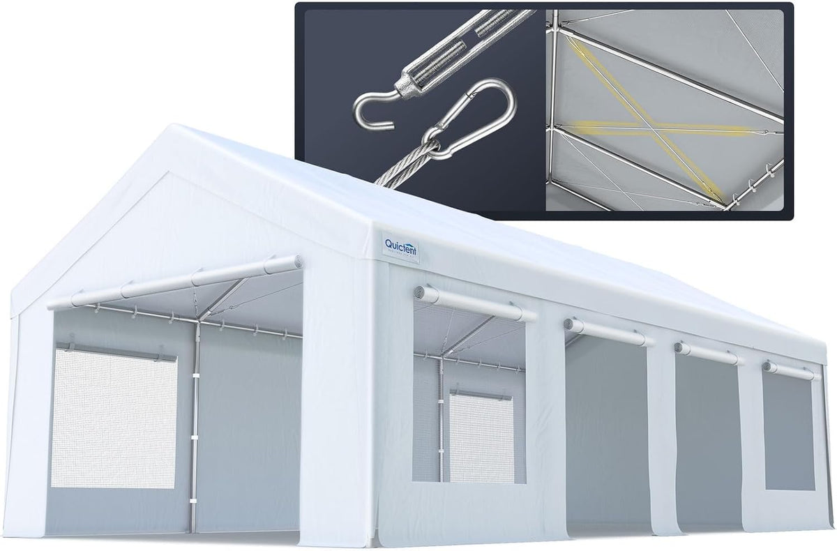 quictent heavy duty 13x25 ft carports with side, main product view