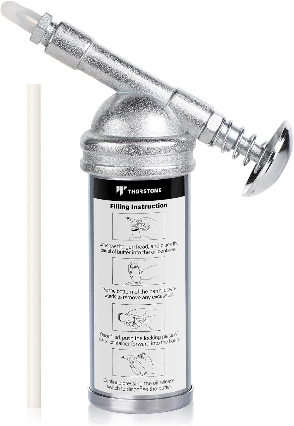 Thorstone Mini Grease Gun, 3oz One Handed Operation Push-Type with Needle Nozzle for Lawn Mower, Air Tool, Bicycle.