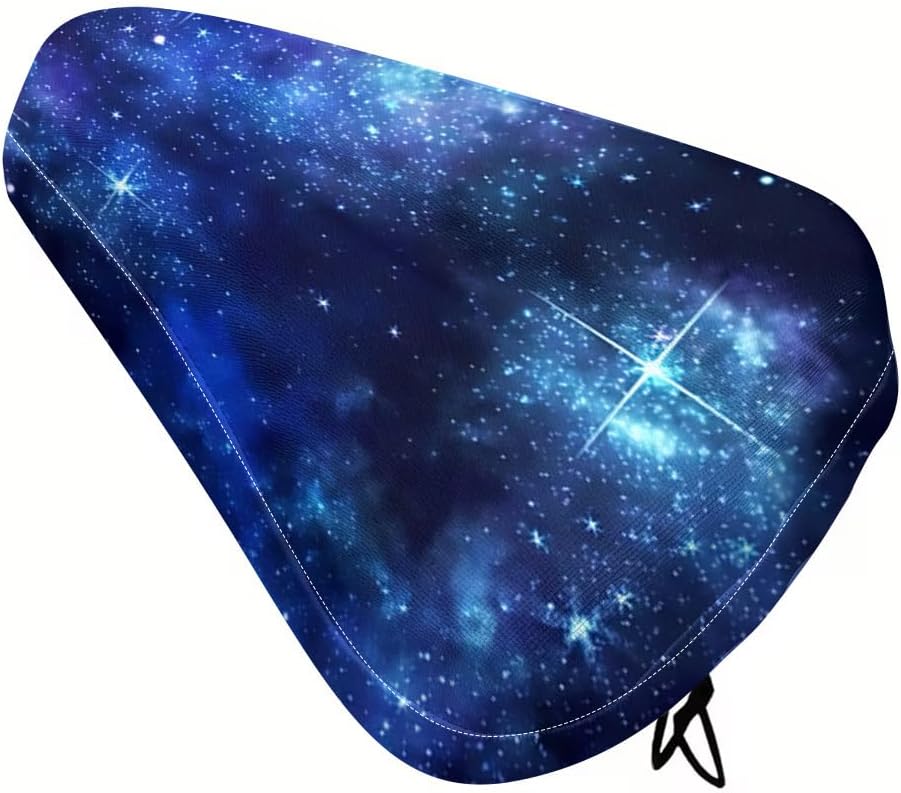 Starry Sky Printed Bicycle Seat Cover, Adjustable Anti Slip Saddle Cover with Reinforced Stitching for Park Stroll and Rural Trail Cycling