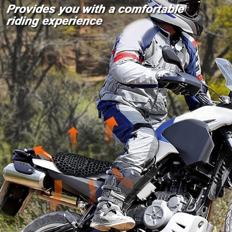 Motorcycle Gel Seat Cushion for Honda Africa Twin 2017-2024, with Seat Cover, 3D Honeycomb Structure, Shock-Absorbing and Breathable, Soft and Comfortable for Long Rides