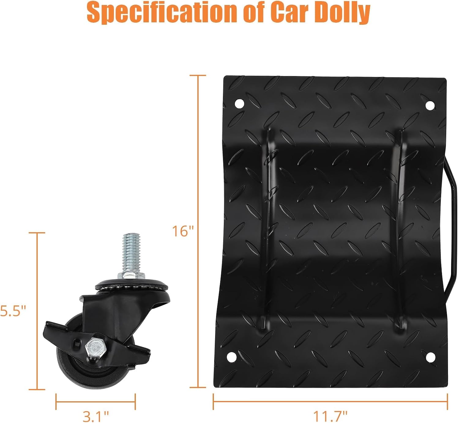 Car Dolly Set of 4, 6000 lbs Moving Tire Stake with Swivel Nylon Casters | 360° Swivel Nylon Casters & Dual Brakes