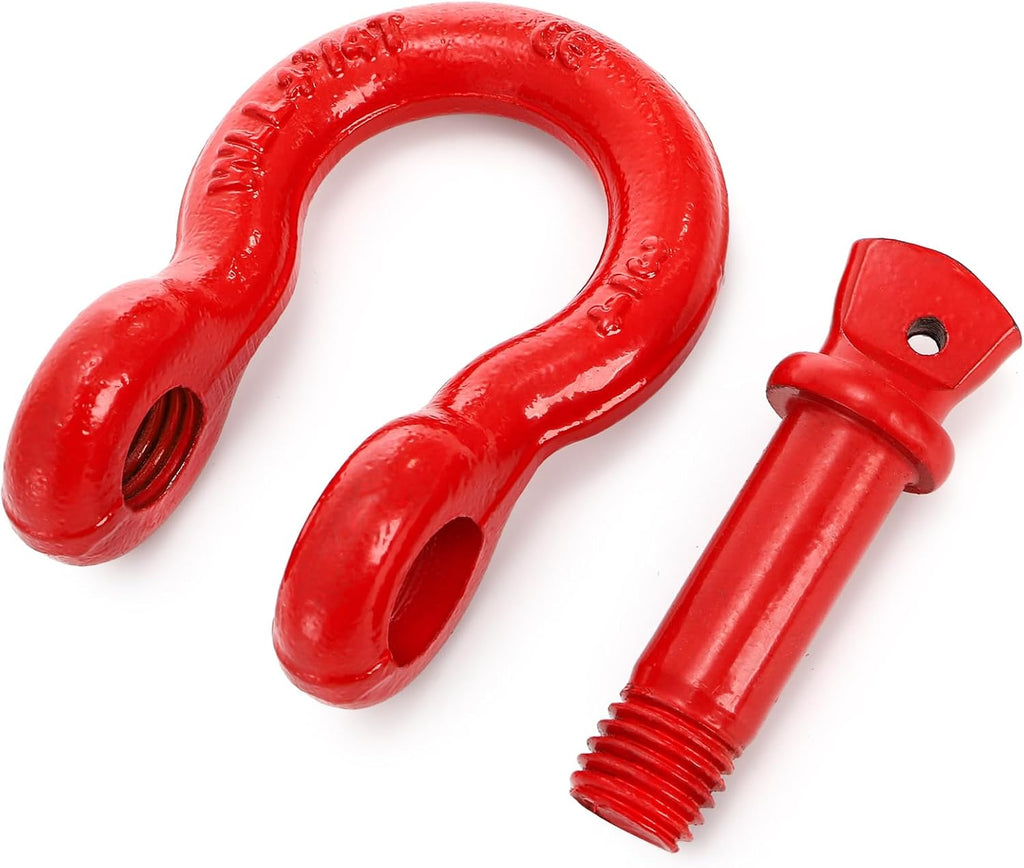 Bekith 3 Pack D Ring Shackles - 3/4" Rugged Unbreakable Heavy Duty Tow Shackle for Strap, Winch, Vehicle Recovery - 28.5 Ton (57,000 Lbs) Maximum Break Strength, Red