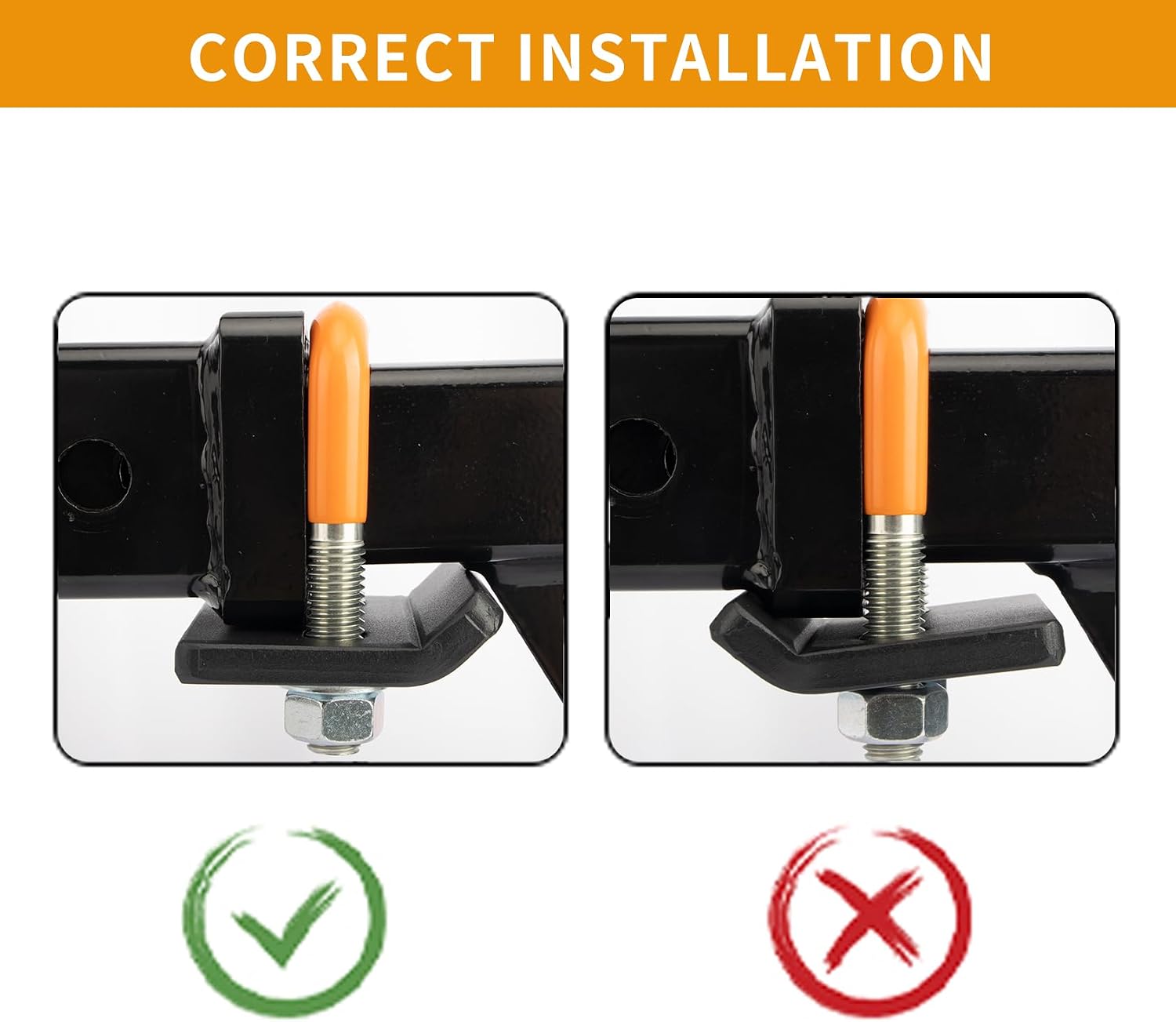 Hitch Tightener for 1.25" and 2" Hitches, Heavy Duty Anti Rattle Hitch Stabilizer with Rubber Coated Reduce Movement On Hitch Mount Cargo Carrier Bike Rack, Orange (2 Pack)