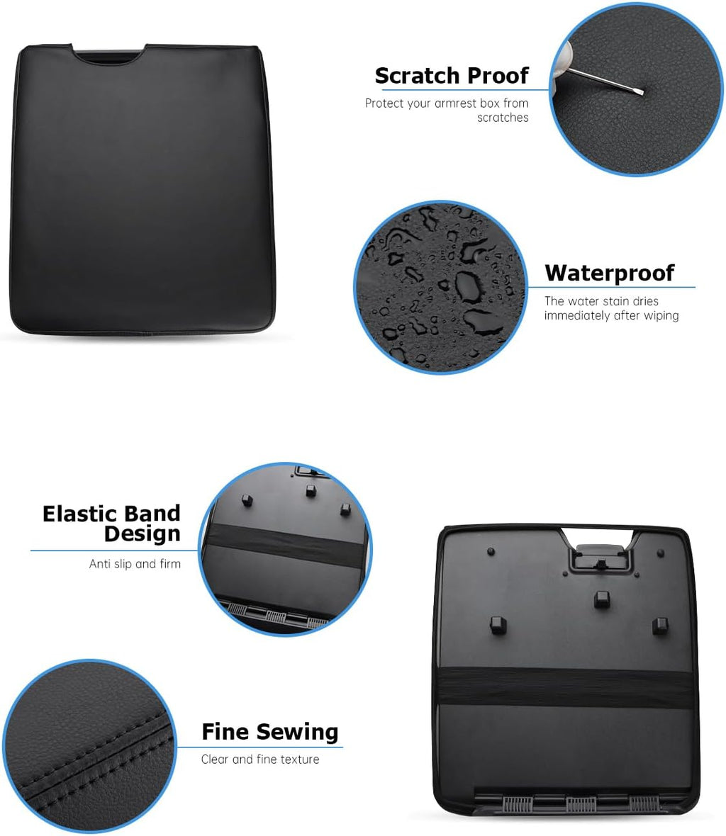 INTGET Center Console Armrest Cover for 2026 Ford F150 Accessories 2015-2023 2024 2025/for F250 F350 F450 F550 2017-2026 40/20/40 Jump Seat Car Arm Rest Lid Seat(black stitches, 2015-2026 Jump Seat)
