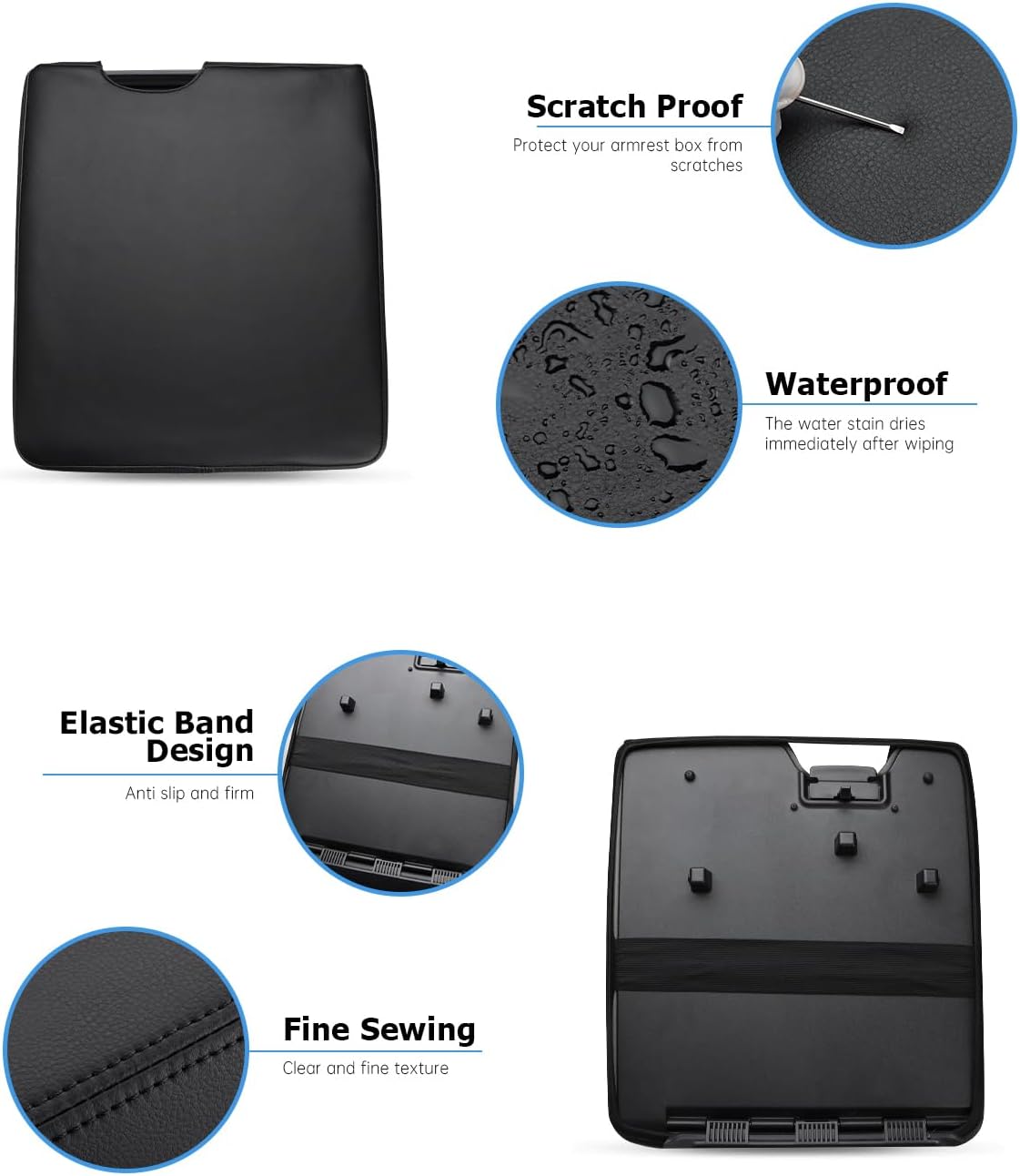 INTGET Center Console Armrest Cover for 2026 Ford F150 Accessories 2015-2023 2024 2025/for F250 F350 F450 F550 2017-2026 40/20/40 Jump Seat Car Arm Rest Lid Seat(black stitches, 2015-2026 Jump Seat)