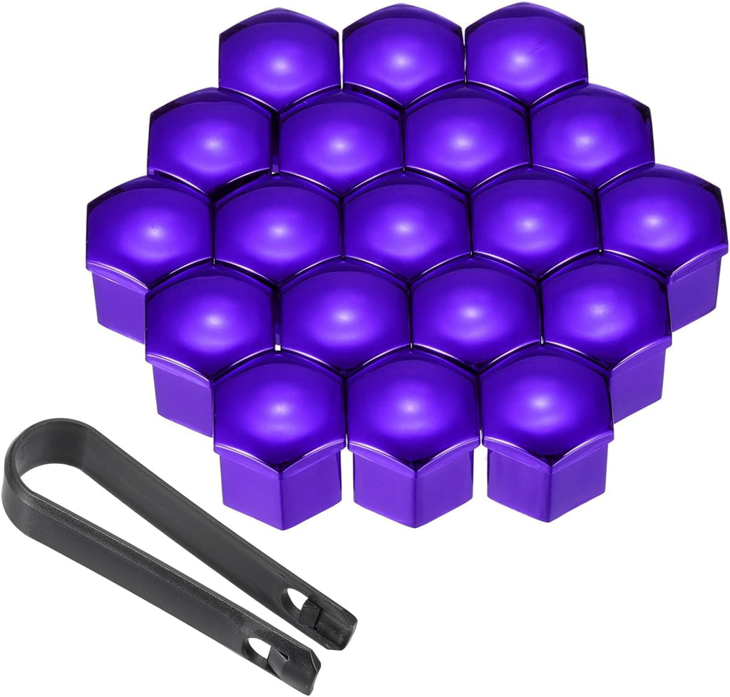 20 Pcs Wheel Lug Nut Covers for Jeep Wrangler JL 2018-2024 Unlimited 4-Door Sahara Willys Rubicon, Auto Tire Hexagon Screw Bolt Caps Dustproof Electroplated ABS Plastic Exterior,Purple-21mm