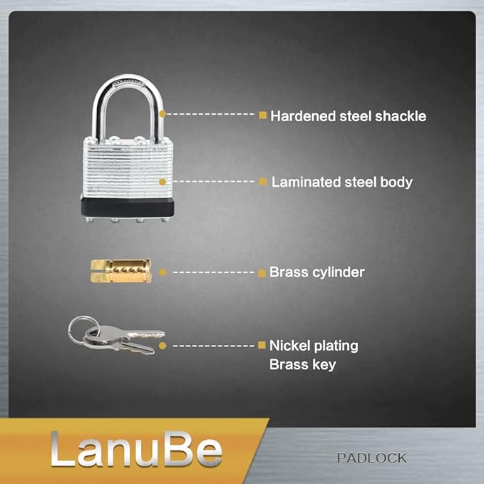 LanuBe Lock Laminated keyed Padlock, keyed Alike Locks, Normal Shackle - Image 6